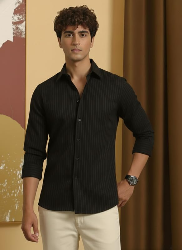 Image of DEELMO Men's Regular Fit Solid Soft Touch Textured Shirt || Casual, Formal and Bussiness Wear || (Available in Plus Size)