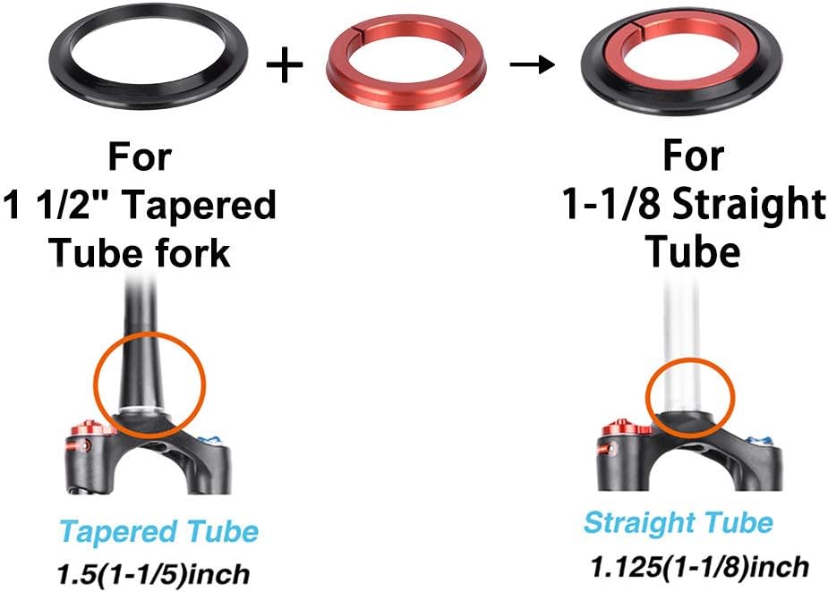Bike Headset Bearing Kit, Sealed Cartridge for Durability and Smooth Operation Headset Bearings 44mm 55mm Tapered Straight Fork for Mountain Bikers