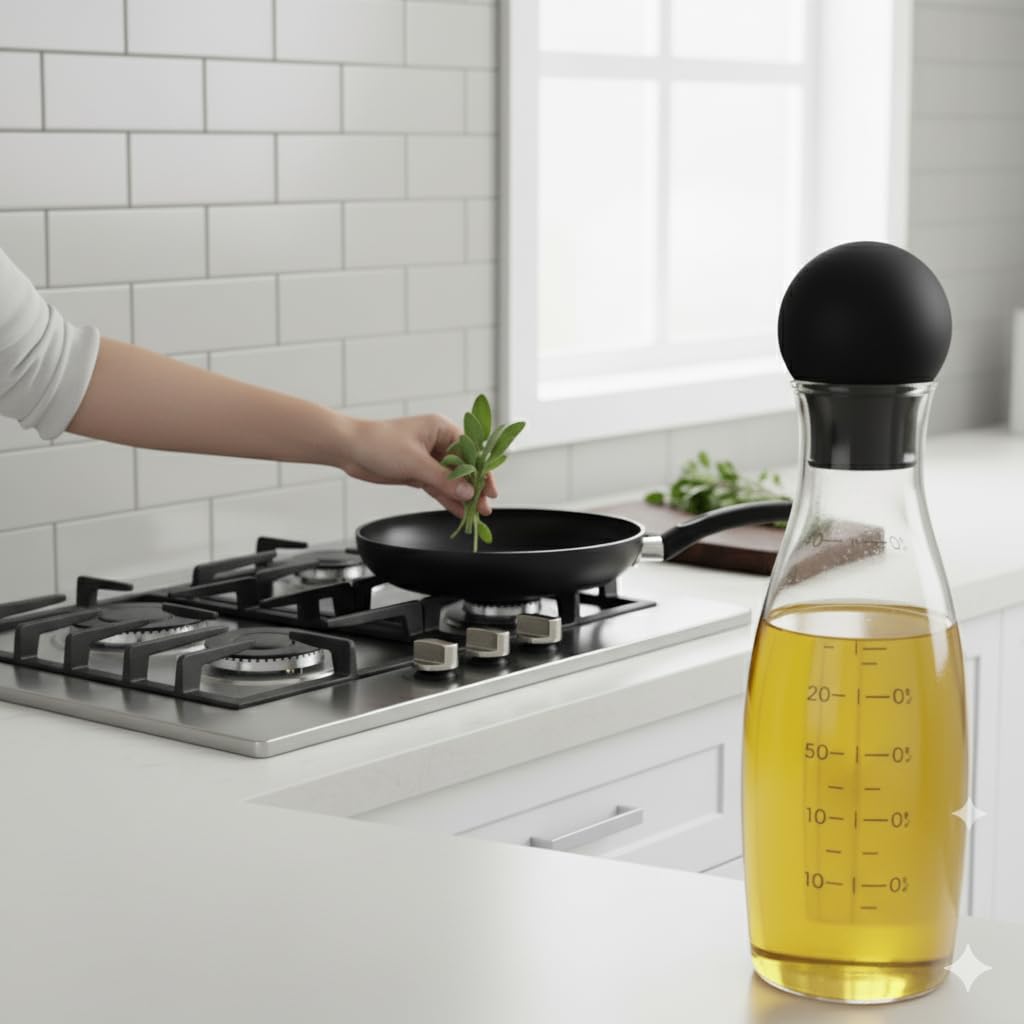 The Better Home Glass Oil Dispenser 450ml | Stylish & Easy-Pour Design | Leak-Proof, BPA-Free | Ideal for Cooking Oils, Vinegar & Daily Use,Transparent