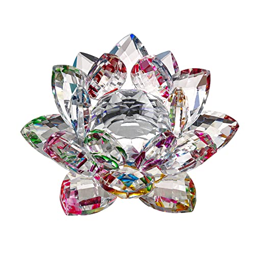 JATYFING 3Inch Crystal Lotus Flower, Colorful