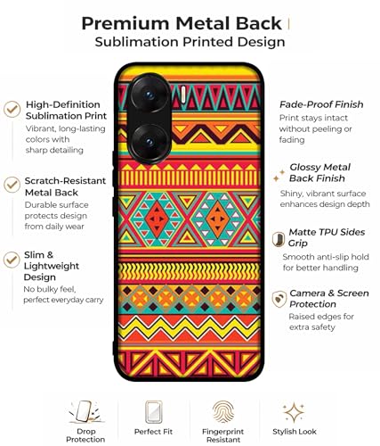 Image of Artistic Rangoli Design Premium 2D Printed Metal Back Case Cover for Vivo V29E 5G