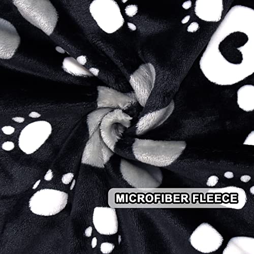 Ahoocustom Dog Blanket, Soft Fleece Dog Blankets For Large Dogs, Fluffy Flannel Pet Cat Puppy Blanket Mat Cover For Bed Couch, Cute Paw Print Throw Blanket For Dogs, Black 50"X40" #TOP4