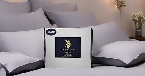 U.S. Polo Assn. Juego de ropa de cama de microfibra de 6 piezas, sábanas bajeras de bolsillo plano y profundo, fundas de almohada, juego de sábanas
