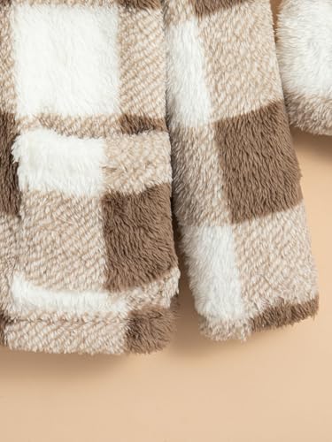 Girls' Plaid Fleece Jacket, Zip Up Hoodie with Plush Coat, Warm Winter Outwear3
