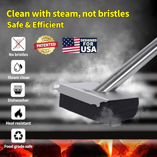 XUDAKAIXIN Steam Grill Brush Bristle Free,[Ultra Safe & Efficient] Grill Cleaner for Outdoor Grill,BBQ Replaceable Scraper Cleaning Head,Grill Brush BBQ Accessories,Gifts for Men/Dad ﻿
