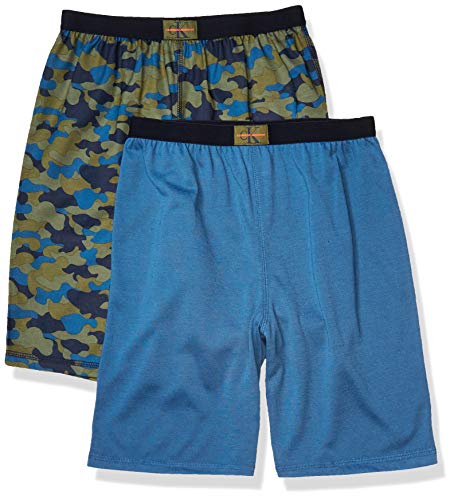 Calvin Klein Boys' Lounge Pajama Shorts, 2 Pack, Green/Dark Blue, X-Small-4/5