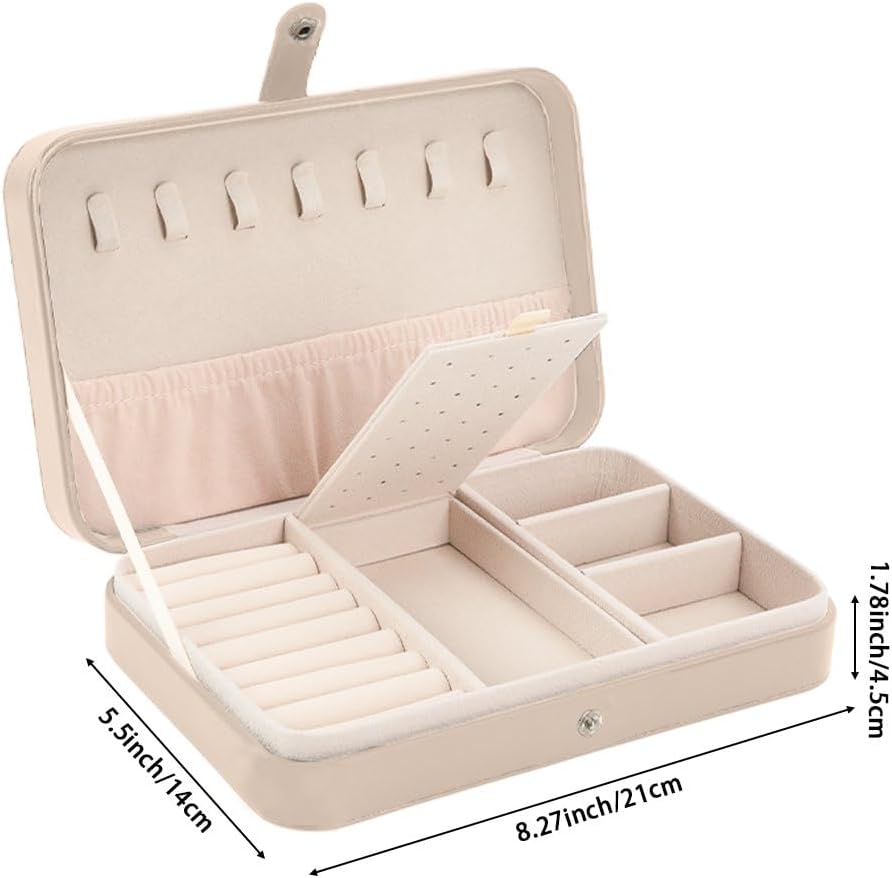 Mandala Blue Floral Boho Jewelry Box For Traveling Women Travel Jewelry Organizer Leather Box For Earrings Ring Necklaces Bracelets Womens Organizer Storage Case Gifts Display Boxes Bridesmaid Gift image 2