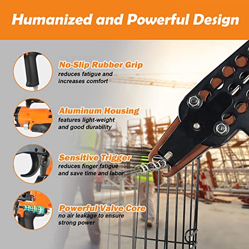 Kamsin K-Sc7E 15 Gauge 3/4-Inch Crown Pneumatic Hog Ring Gun, 7.0 Mm To 8.0 Mm Closure Diameter C Ring Gun With Long Nose, Professional Air Hog Ring Plier Tool #TOP3
