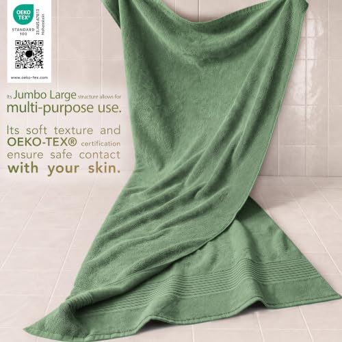 Image of Cotton Paradise 100% Cotton Turkish Towel Set, Soft Absorbent Quick Dry, 2 Piece 35x70 Bath Sheet Set, Sage Green