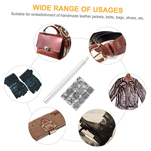 NUOBESTY 1 Conjunto 12 constelações estampadas fósforos em uma jarra ferramentas de couro kit de cou