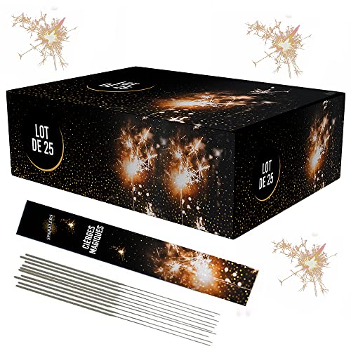 Cierge Magique XXL Géant Modèle 48/70cm, durée 130 Secondes - Lot de 25 - Accessoire de Décoration pour Gateaux Anniversaire Enfant & Adulte, Cierges...