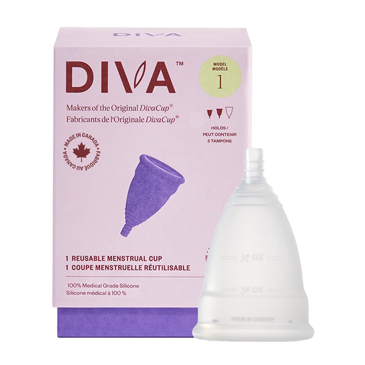 Cup - Medical Grade Silicone Cup for Period Care - Reusable Menstrual Cup - Up to 12 Hours of Continuous Wear - Model 1 (for Medium to Heavy Flow)