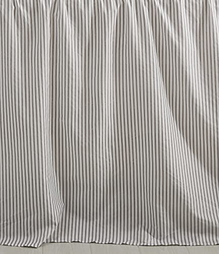 Chixin Ruffle Skirt Bedspread - 30" Long Drop, Shabby Chic Farmhouse Style, Lightweight, 3 Piece - Ticking Stripe (King, Light Grey) #TOP4