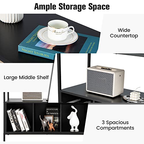 Loko Buffet Cabinet With Open Shelves, Freestanding Kitchen Cabinet With 3-Cube Compartments, Coffee Bar Credenza Sideboard Cabinet, 43.5 X 17 X 35 Inches (Black) #TOP4