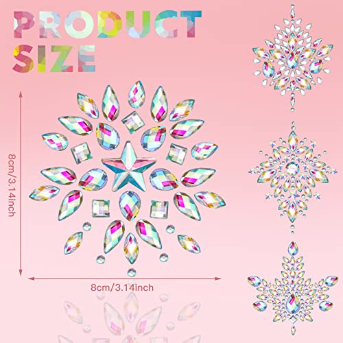 Geyoga 4 Pcs Rhinestone Pasties Crystal Breast Covers Body Jewelry Stick Breast Pasties Chest Stickers for Body3