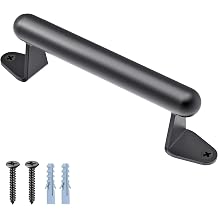 SELEWARE Barn Door Pull Handle, 9 Inch Heavy Duty Metal Gate Handle for Sliding Barn Garage Door, Indoor Outdoor Playground Stairs Safety Grab Bar, Black