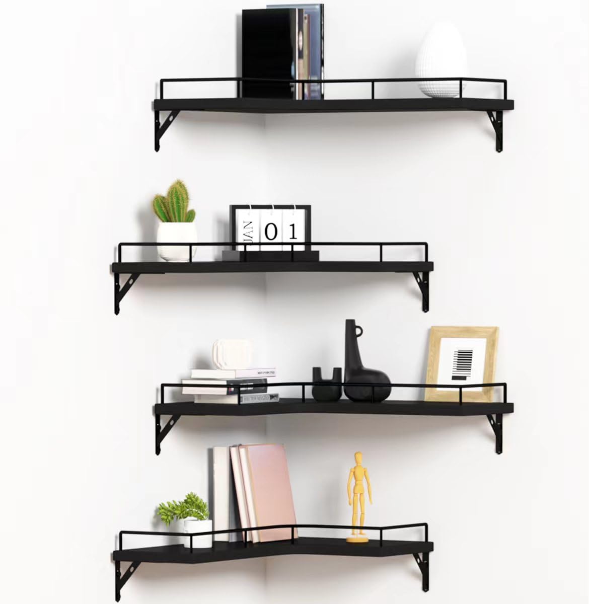 Yelinkws Floating Corner Shelves for Wall,Wooden Shelves