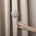 SUQ I OME Classic Luxury Big Crystal Magnetic Curtain Tieback and Holdback Flower Curtain Clips Buckle Curtain Holder Curtain Holdbacks(Silver,1Piece)