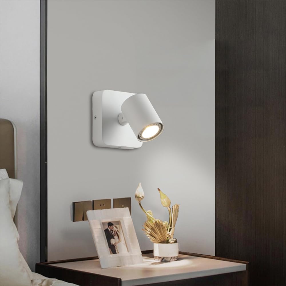 Applique De Lecture De Chevet, Applique Murale Carrée En Métal Avec Fonction De Réglage De Rotation À 360 ° + 80 °, Luminaire Gu10, Appliques Murales Simples Et Modernes Pour Chambre À Coucher