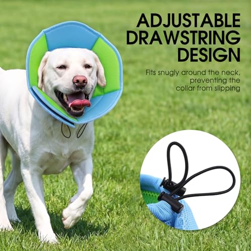 Image of Dog Cone - Soft Cone for Dogs to Stop Licking, Pet E-Collar Alternative After Surgery, Adjustable Pet Recovery Collar for Wound Healing, Light Blue Medium
