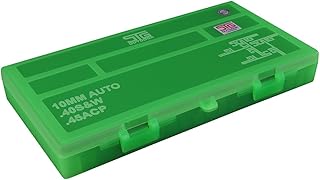 STG Ammo Box for .40/.45 – Polymer Flip-Top Ammo Storage Case Holds 200 Rounds – Lockable, Anti-Vibration Foam, Reload Data Sticker – Fluor Green