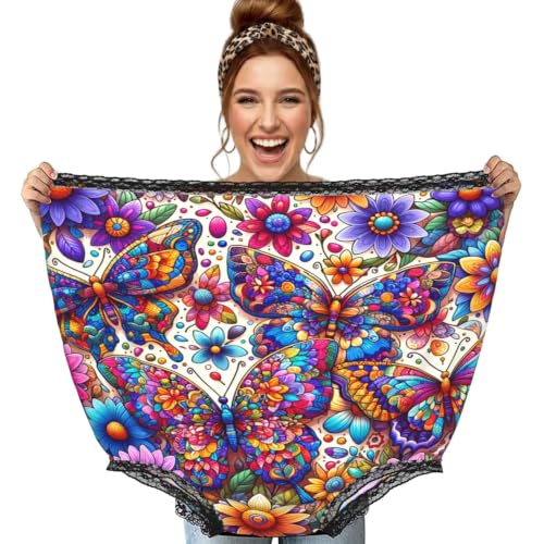Culotte grand-mère Augenstern slip humoristique noir à motifs imprimés de fleurs