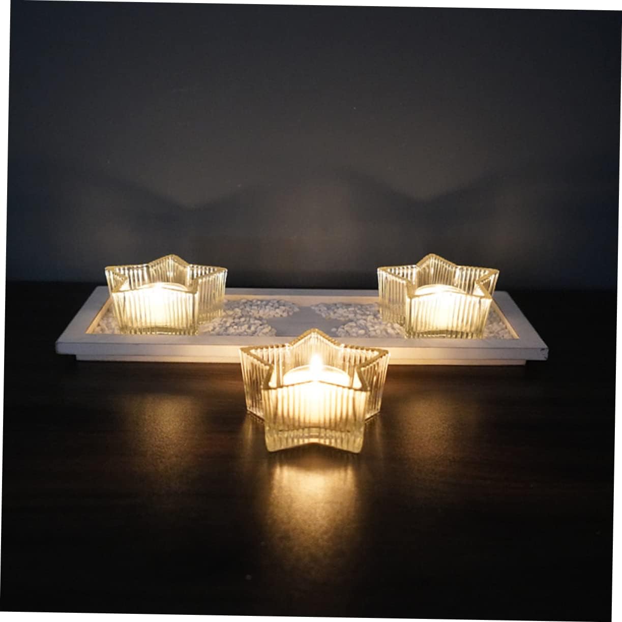 Unomor Star Shaped Glass Candle Holder Transparent Tea Light Stand for Christmas Party Decorations Decor Accent for Holiday Centerpieces and Festive Events