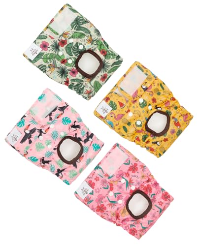 Image of CuteBone Washable Female Dog Diapers 4 Pack Reusable Doggie Heat Diapers for Period FMG08XS