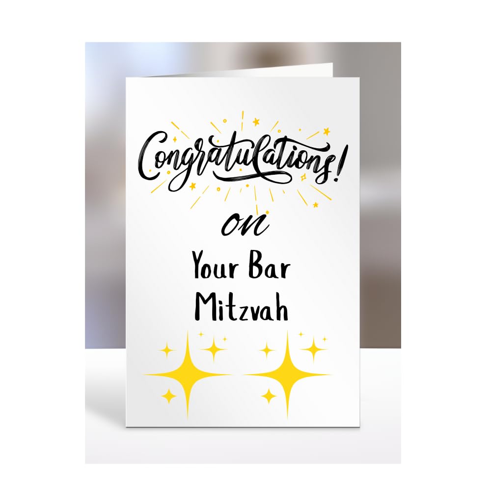 Congratulations on Bar Mitzvah Card, Gifts for Men or Women, Presents for Christmas, Greetings Card, Him, Her, Female, Male, A5-113_24
