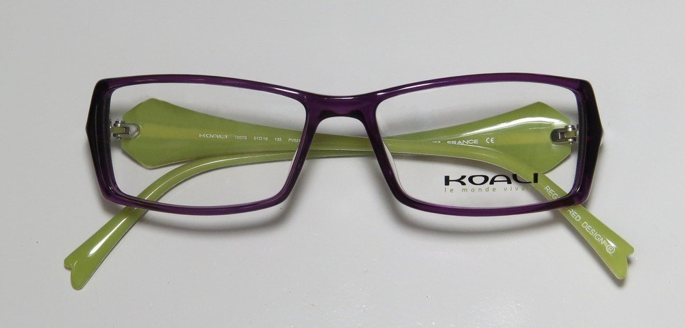 Koali 7007s For Ladies/Women Rectangular Shape Beautiful Designer Vision Care Eyeglasses/Eyewear (51-16-135, Purple/Green)