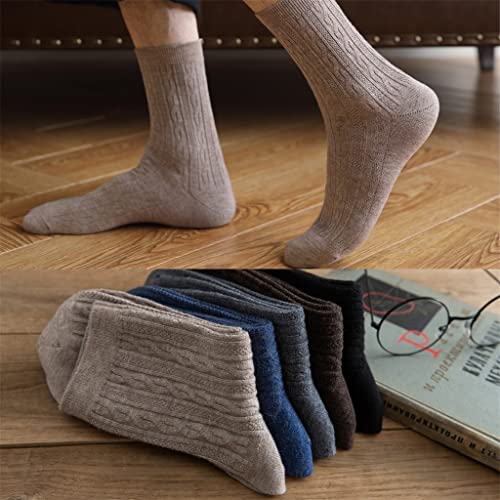Liuzh Men's Wool Socks Winter Warm Harajuku Business Male Gifts Socks Autumn Stripe Casual (Color : 5 Mixed, Size : 38-44) #TOP2