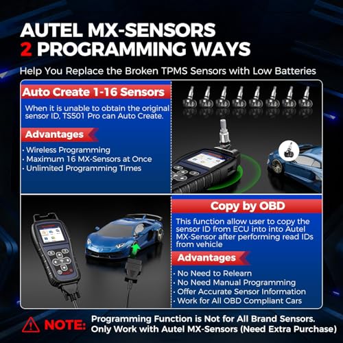 Autel MaxiTPMS TS501 PRO TPMS Programming Tool, Same as TS508, 2025 TPMS Relearn Tool Newer of TS501 TS408S, Activate Relearn 99% Sensors, Program Autel MX-Sensors [315/433MHz], TPMS Reset/Diagnosis