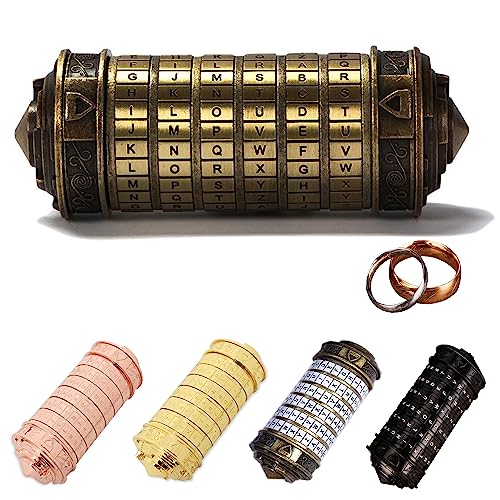 MINGZE Da Vinci Code, Mini Cryptex For Christmas Valentine's Day Most románticos creativos Interesting Birthday Gifts For Boyfriend and Girlfriend Brain Teaser Lock Puzzles（Color Bronce）