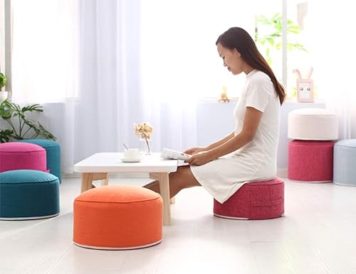 Miniatura 9 de Taburetes redondos de puf cómodos otomanos para asiento de suelo, funda lavable para sala de estar, (azul marino)