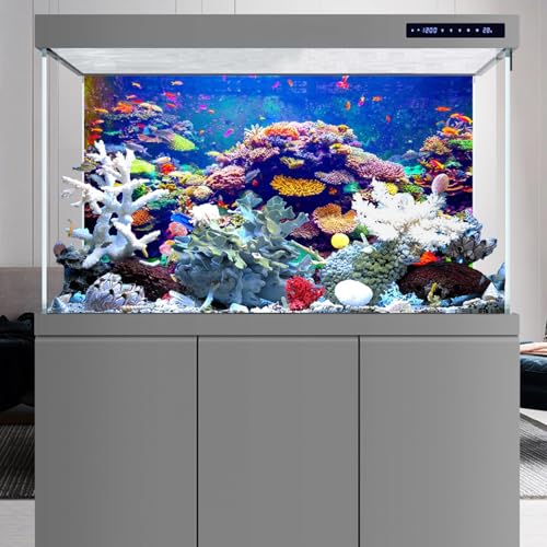Image of AWERT Undersea Theme Aquarium Background 24x16 inches Vinyl Colorful Coral Tropical Fish Underwater World Fish Tank Background
