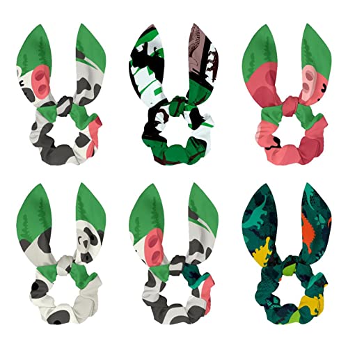 Chouchous dinosaure vert x6 finis les cheveux cassés en queue de cheval