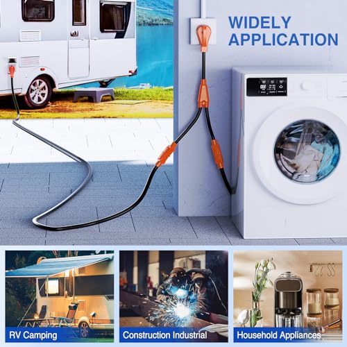 Image of Nilight 30 Amp to 15 Amp RV Y Splitter Adapter Cord 30A Male Plug to Two 15A Female 110V Household Outlet NEMA TT-30P 5-15R Pure Copper STW 10 AWG Cable for RV Camper Generator