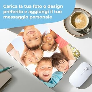 Cimpress Tappetino Mouse Personalizzato con Foto o Nome, 24 × 20 cm, Mousepad Antiscivolo Personalizzabile con Immagine o Testo, Idea Regalo per Uomo, Donna, Bambini, Ufficio o Gamer