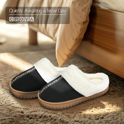 CROVA Slippers For Women Indoor and Outdoor Fuzzy House Slippers Memory Foam Warm for Home Womans Size 7