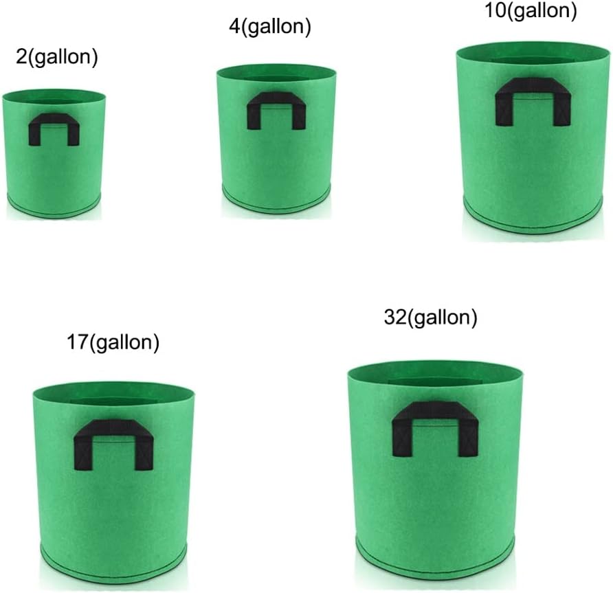 Aeration Fabric Pots Portable Thickened Non Woven Plant Grow Bag 2/4/10/17/32 Gallon Nursery Bag Grow Bag for Vegetable Plant Grow Bag 3 Packs Grow Bags (Color : Green, Size : (32gallon) 50 * 60