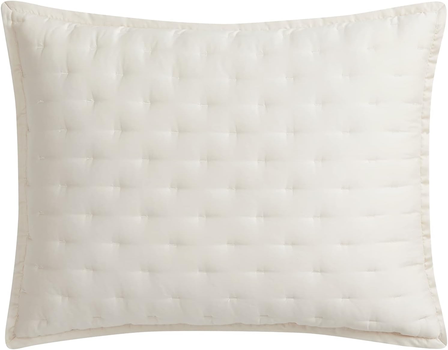 HiEnd Accents Eucalyptus 2 Piece Quilted Pillow Sham Set, 21x34 inch, King Size, Ivory Solid Color, Classic Traditional Modern Style Silky Luxury Bedding