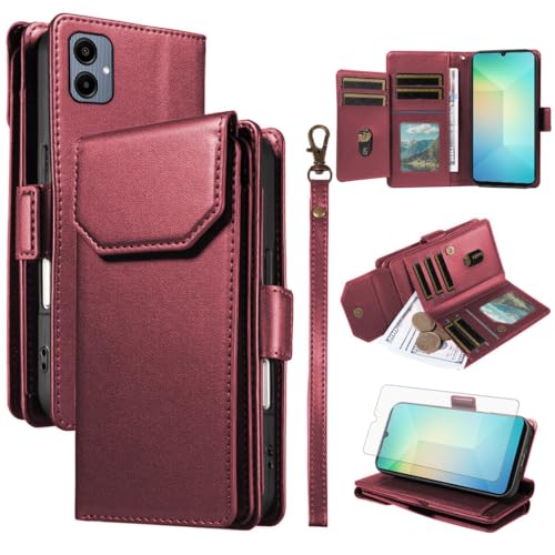 Étui Samsung Galaxy A06 5G rouge idéal pour voyager léger avec cartes et dragonne