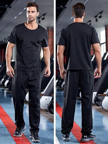 L＆L メンズ サウナスーツ パンツ 10分丈 発汗 ダイエットウェア 脂肪燃焼 フィットネス 筋トレ スポーツウェア ウォーキング トレーニング 大きいサイズ 5XLまで (L) 8枚目