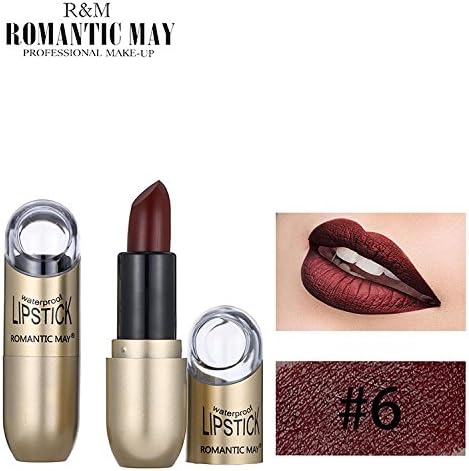 FOTBIMK Pink Lipstick Romantic May Waterproof Long Lasting Matte Lip Cosmetic Beauty Makeup Gift(#06)
