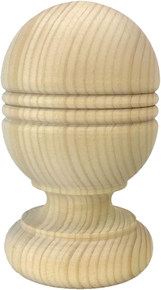 Twisp Beaded Style Interior Finial, in White Oak, by Island Post Cap. 5 1/4" Tall x 3 1/16" Wide. No Hardware. Ready to Paint Or Stain. Bed Post Finials, Staircase Newel Posts. 1 PC.