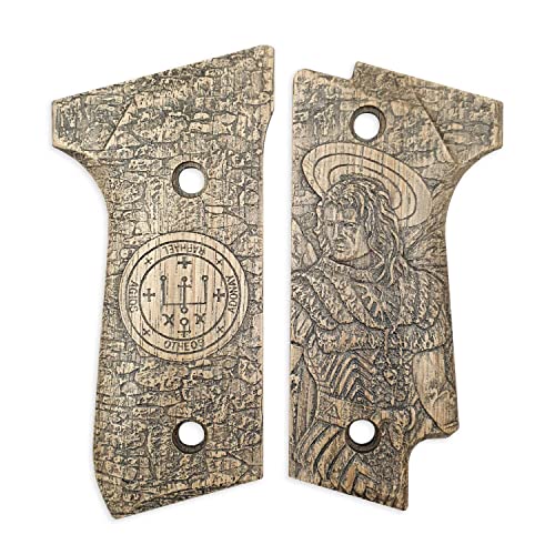 Beretta 92S Wood Grips St Archangel Raphael Handmade