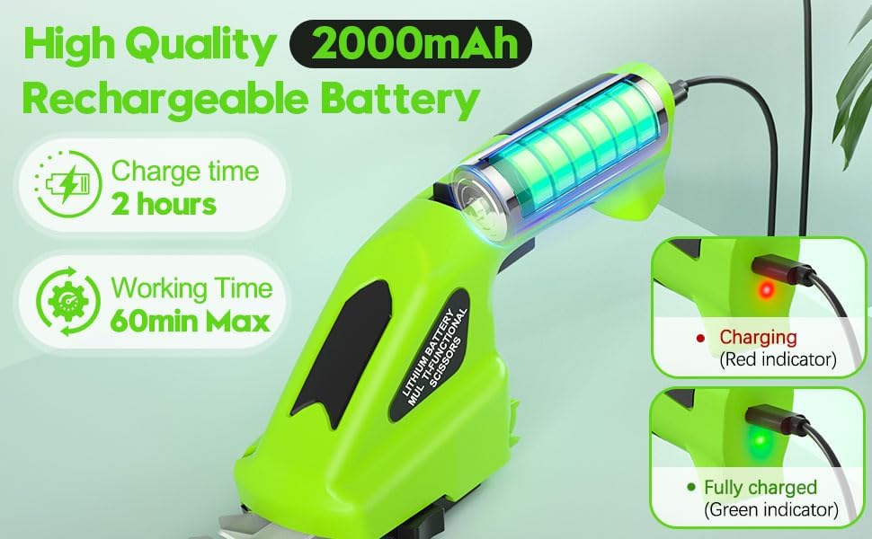 Image of Electric Wireless Rechargeable 2-in-1 Cordless Hedge Trimmer, Handheld Shrub Trimmer, 8.4V Battery, Dual-Edge Blade, Lightweight Grass Shears for Lawn, Garden & Shrubs, Easy One-Hand Operation.