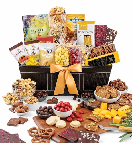 Fit for Royalty Gourmet Gift: Treat Yourself to Ghirardelli Caramel Squares, NY Chocolate Espresso Mix, Chocolate-Covered Cherries, Drizzled Caramel Popcorn, Stellar Pretzel Blends & More!