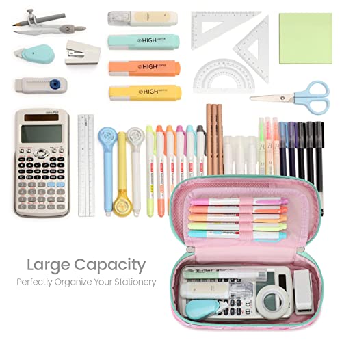 Image of Cambond Pencil Case for Girls - Large Capacity Multi-slot Kids Pencil Pouch Holder for School, Long-lasting Cute Pencil Box for Girls Kids, Pink Unicorns