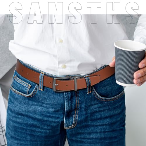 SANSTHS Men's Reversible Leather Belt Golf Jeans Dress Belts for Men3